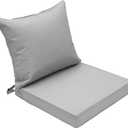 Patio Seat and Back Cushion Set Outdoor Deep Seat Cushion 24"x24"x3" Replacement Chair Cushion for Dining Arm Chairs, Wicker Chairs and Garden Furniture Decoration, Light Grey
