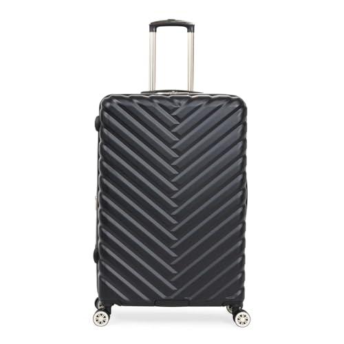 Kenneth Cole REACTION Madison Square Lightweight Hardside Chevron Expandable Spinner Luggage, Black, (28-Inch Checked)