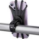 VUP Bike Phone Mount, Universal Bike Cell Phone Holder, 360 Rotatable, Silicone Bicycle Phone Mount Compatible with iPhone 15/14/13/Pro Max/Pro/mini/12/11/Xs/Max/Xr/X/7/8/Plus, 4.0''~6.7'' Cellphones (Undetachable, Black)