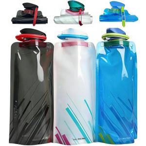 Jinora 3 Pack Collapsible Water Bottles for Travel 24oz Foldable Water Bottle with Leakproof Lid, 700ML Food-Grade Silicone Portable Reusable BPA-Free Water Bottle for Hiking,Sports,Camping,Biking