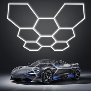 Hexagon LED Garage Light: Super Bright 40000LM Honeycomb Garage Light, 8 Hex DIY Hexagon Led Lights for Gym Basement Hair Salon