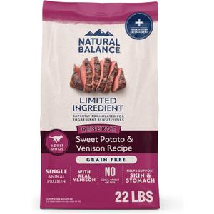 Natural Balance Limited Ingredient Adult Grain-Free Dry Dog Food, Reserve Sweet Potato & Venison Recipe, 22 Pound (Pack of 1)