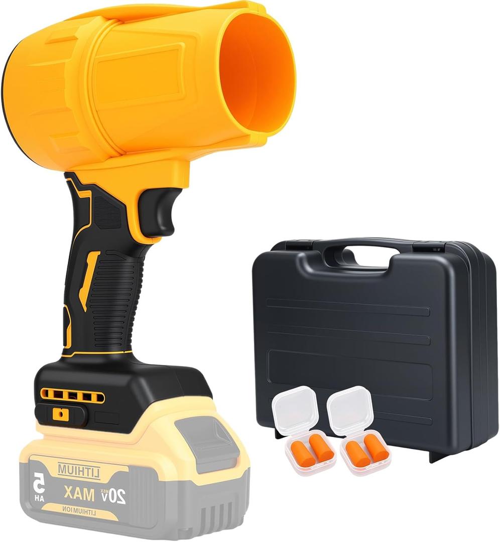 Brushless Cordless Leaf Blower for DEWALT 20V Battery, 125MPH 450CFM Variable Speed Handheld Blower with Storage Box and 2 Earplugs, Turbo Jet Blowers for Camping, Lawn, Workshop, Patio(No Battery)