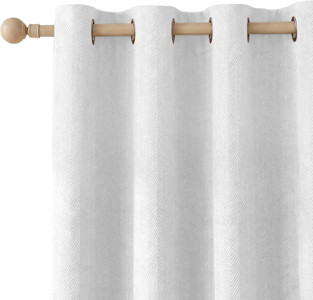 Blackout Curtains for Bedroom 108 inch Curtains,2 Panels,White | Cutains for Bedroom,Thermal Insulated Grommet Window Drapes,Waterproof Blackout Curtains for Living Room,52 x 108 in,2 Panels