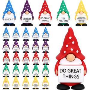 Gejoy 25 Pcs Mini Rubber Gnome Toys Positive Gifts Mini Gnome Figurines Decorations and Encouragement Birthday Motivational Gifts for Colleague Staff Teacher