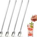 Iced Tea Spoons Long Handle, 11.4-Inch Extra Long Stirring Spoons for Tall Glasses Stainless Steel Long Handle Spoons for Iced Coffee, Milkshake, Sundae, Ice Cream Float & Cocktail, Set of 4