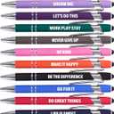 Funny Pens - 12 Pack Fine Point Smooth Writing Pens with Inspirational Tips, Black Ink, Touch Stylus Screens, Motivational Gift for Office & Desk Accessories