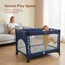 Babilous Pack and Play, Baby Bassinet with Wheels, Foldable Baby Playard for Travel, Easy Carry Bedside Bassinet, Mini Pack n Play with Comfortable Mattress & Compact Space Saving Design, Blue (39.37 x 27.55 x 27.55 inches)