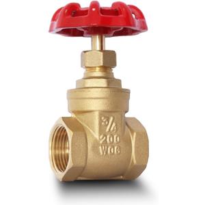 3/4" NPT Brass Gate Valve, Heavy Duty Female x Female Thread Manual Rotary Sluice Valve with Wheel Handle for Water, Oil, Gas, Industrial Plumbing, and HVAC Systems (3/4", DN20)