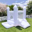 White Bounce House, Inflatable Bouncer with Blower, Indoor and Outdoor Bouncy Castle with Ball Pit, Suitable for Family Party Kids Birthday Party, Easy to Install