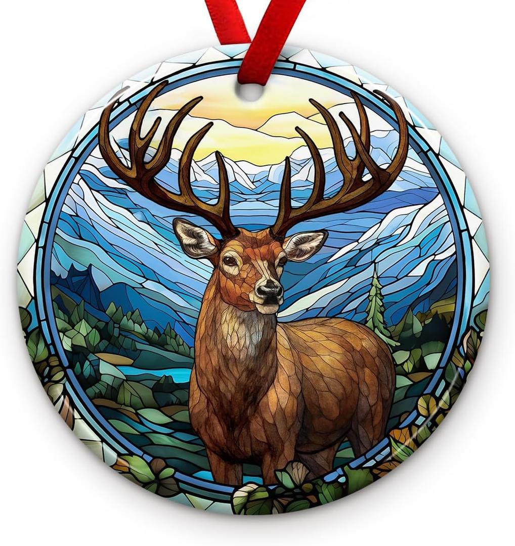 2 x Deer Christmas Ornament 2025 - Rustic Hunting Decor, Buck Hunter Reindeer Decoration  Woodland Holiday Tree Ornament, Hunt Lover Gift, Ideas for Man, Hunters