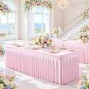2 Pack Pink Table Cloth for 6 Foot Rectangle Tables Spandex Fitted Tablecloth 6ft Stretch Table Covers Skirt Pink Banquet Tablecloths Wrinkle Free Tablecloth for Party Wedding Birthday Event
