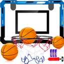 Basketball Mini Hoop Indoor Boys Gifts for Kids Adults, Door Room Mini Hoop with Balls, Basketball Accessories for Teen Boy Gifts, Blue