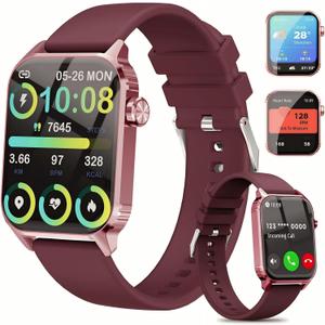 Smart Watches for Men Women, 1.83 inches HD Smartwatch with 120 Sports Modes, Heart Rate/Sleep Monitor, IP67 Waterproof, Bluetooth Call and Music Control (Wine Red)