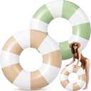 2 Pcs Pool Tubes for Adults 42 inch Large Vintage Stripe Pool Floats Giant Inflatable Floats Rings Colorful Swimming Ring Summer Hawaii Swimming Lounger Float for Swim Party