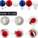Blue, White & Red Birthday Party Decorations - Happy Birthday Banner, Honeycomb Balls, Star Streamers, Triangle Flags, Perfect for 4th of July & Baseball Parties