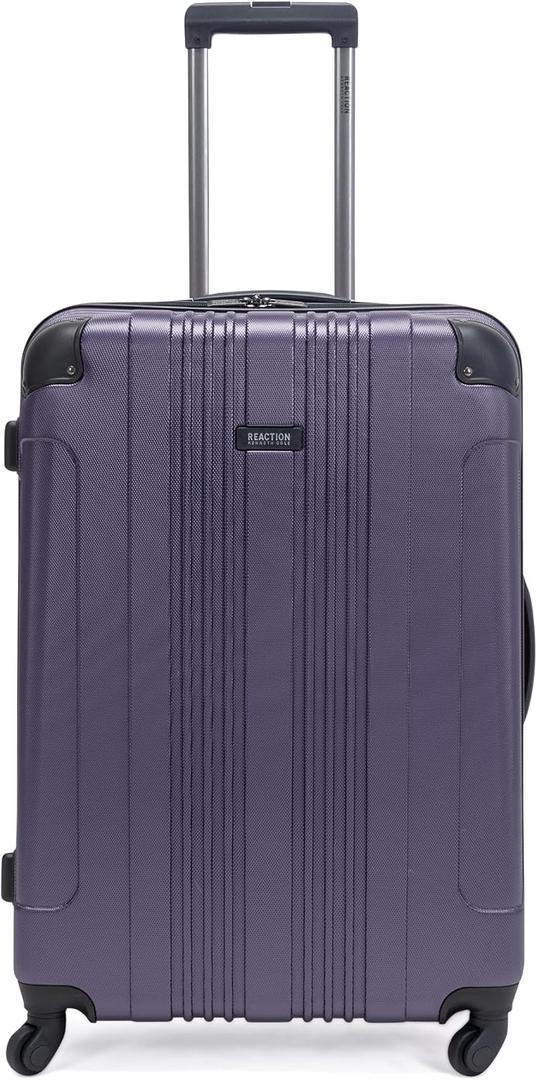 Kenneth Cole REACTION Out of Bounds Lightweight Hardshell 4-Wheel Spinner Luggage, Smokey Purple, 28-Inch Checked