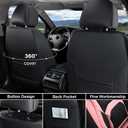 Coverado Car Seat Covers Full Set, Waterproof Nappa Leather Seat Covers for Car, Car Seat Protector with Lumbar Support, Automotive Seat Covers Universal Fit for Most Cars SUV Trucks, (Black&Pink)
