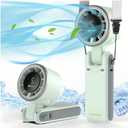 Portable Handheld Turbo Fan, 5 Gear Wind, Battery Operated, Up to 12 Working Hours, 3 IN 1 Hand Fan with Air Turbo Tech Cooling Fans for Outdoor Activities, Travel, Beach (Green)