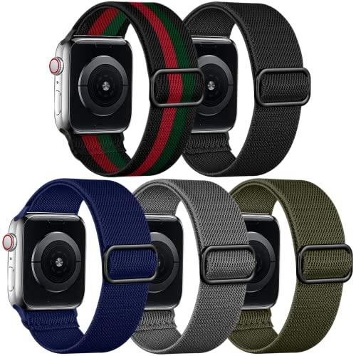 Adorve Solo Loop Compatible with Apple Watch Bands 49mm 46mm 45mm 44mm 42mm 38mm 40mm 41mm Men Women, Adjustable Nylon Elastic Braided Sport Strap for iWatch Bands Series  2