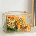 Glass Card Box with Slot, 10.2 inch Large Gold Clear Card Box for Wedding Receptions, Decorative Storage Box with Lock for Baby Shower, Birthday Party, Bridal Shower