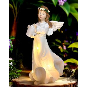 Solar Angel Garden Statues Outdoor Decor,10.24H Resin Fairy Hanging Figurines Art Decorations with Watering Can Lights for Outside Yard Lawn Porch Balcony,Gardening Gifts for Mom Women