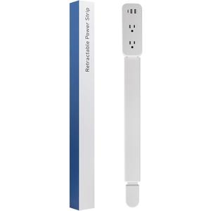Electrical Outlet Extender Stick - Features USB-A, USB-C and 2 AC Outlets, Extends 22"-34", Rotates 180 Access Hard-to-Reach Outlets, Wall Plug Power Socket Expander Nightstands, Sofa, Desks and More