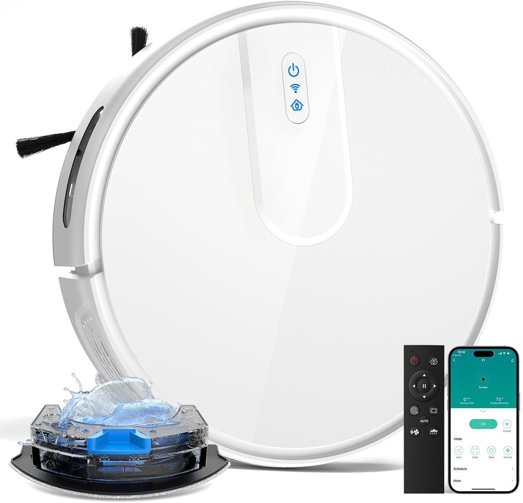 Robot Vacuum and Mop Cleaner with 4500Pa Suction, Advanced 3D Obstacle Avoidance, Next-Generation Smart APP & Voice Control Robotic Vacuum, Automatic Aspirdora for Pet Hair, Home Hard Floor