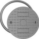 24 Inch Round Manhole Cover and Frame Grey FRP Solid Septic Tank Lid and Base Clear Opening Round Sewage Basin Cover Reinforced Steel Sewer Cover for Yard Lawn Garden Pavement Nonslip
