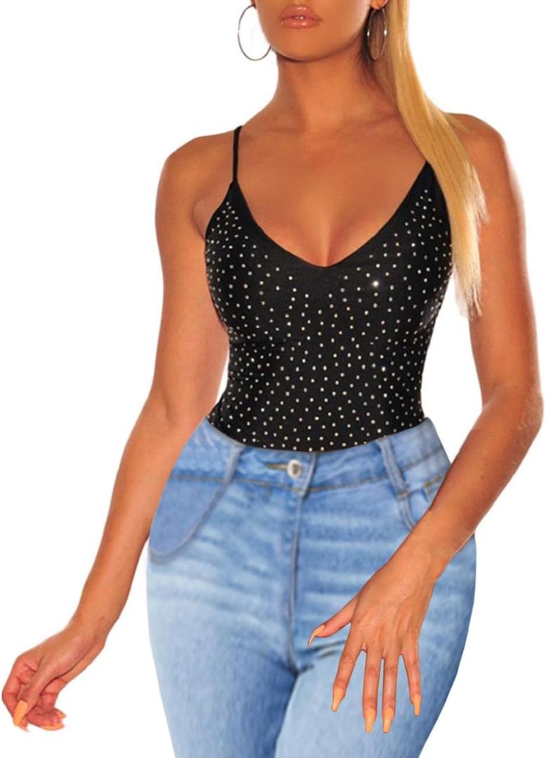 Women's Mesh Tops Glitter Sparkle Rhinestone Shirts See Through Tees Sheer Going Out Blouse (#18 Black)