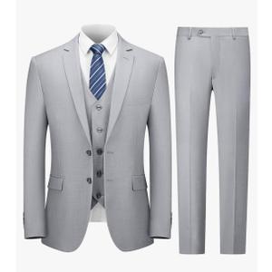 Cooper & Nelson 3 Piece Mens Suit Set, 2 Button Slim Fit Suit for Men, Jacket, Vest, Pants and Tie, M