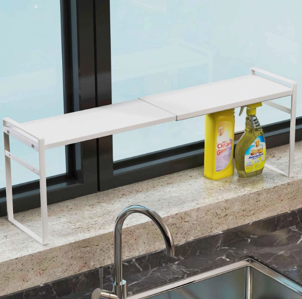 1pcs Small Narrow Tall Shelf for Windowsill Kitchen Organizer Window Sill Plant Shelf Stackable Shelves Bathroom Sill Thin Shelves for Narrow Spaces Counter Top Racks (White)