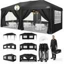 COBIZI 10x20 Pop Up Canopy Tent Commercial Instant Shelter with 6 Sidewalls, Durable Waterproof Portable Gazebo UPF 50+ for Outdoor Party, Wedding, Vendor Events (Black)