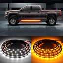 2PCs Truck LED Running Board Lights Sequential Amber Side Marker Light 70 Inch Emergency Extended Crew Cab 216 LEDs Waterproof Flexible Turn Signal Light Bar for Pickup Trucks Car (70in)