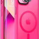 BossKiss Compatible with iPhone 13 Case, [Compatible with Magsafe] [Screen+Camera Protector] Magnetic Translucent Matte Women Men Girl Protective Cover for iPhone 13 6.1", Hot Pink