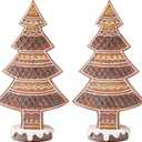 2 x WDS WONDROUS Gingerbread Christmas Tree Collectible Figurines Christmas Decorations, Set of 2 Gingerbread Xmas Trees Decor Party Decoration Gift for Table Centerpiece Desktop