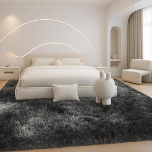 Mtandyx 8x10 Area Rugs Living Room, Large Plush Fluffy Bedroom Carpet, Non-Slip Upgraded Indoor Thick Soft Rug, Also Suitable for Home Decor Aesthetics, Kids Room and Dorm, Dark Grey 