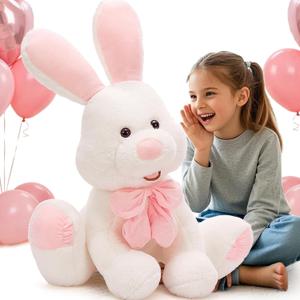 MorisMos Large Bunny Stuffed Animal 31.5'' Giant Stuffed Rabbit Toy for Kid Girl Boy,USADesigned White Big Rabbit Plush, Jumbo Bunny Gifts for Easter