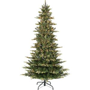 Puleo International 6.5ft Pre-Lit Slim Aspen Fir Artificial Christmas Tree with 350 Clear Lights, 760 Realistic Dense Branch Tips, Easy Setup Artificial Trees with Sturdy Metal Stand