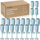 XUWAIDSGN Acrylic Champagne Flutes Toasting Glasses Unbreakable Mimosa Bar Reusable Wine Glasses Vintage Champagne Flutes Stemmed Drinking Cups 5.4 OZ for Christmas Birthday (24, Blue)