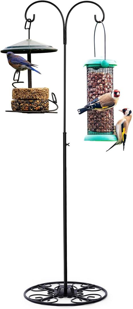 Blulu 34-55 Inch Adjustable Shepherds Hook with Base Indoor Outdoor Wind Chime Stand Hummingbird Bird Feeder Stand Hanging Plant for Garden Plants Weddings Event Home Elegant Decor