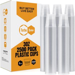Turbo Bee 2500Pack 3oz Plastic Cups,Disposable Mouthwash Cups,3 Ounce Small Tumblers Ideal for Drinking Tasting, Food Samples