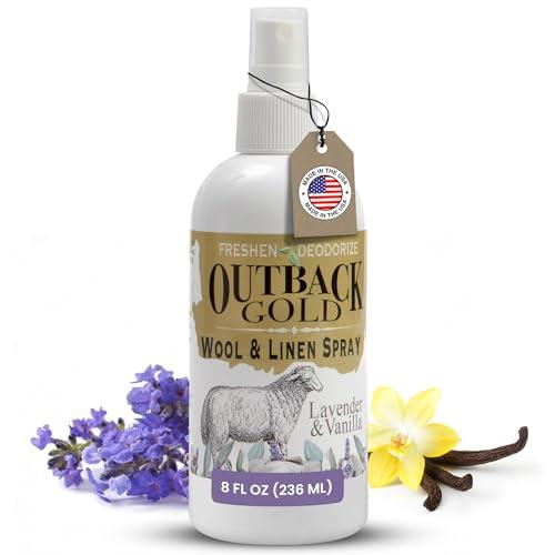Outback Gold - Linen Spray & Fabric Freshener Spray, Natural Bed Spray for Wool & Linen, Lavender & Vanilla Scent, Essential Oils, Eco-Friendly Deodorizer for Home Fabrics, 8 Fl Oz