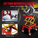 Jack Boss 350 Lbs Motorcycle Lift Jack Table, Hydraulic Foot-Operated Scissor Lift Jack for ATV Dirt Bike, Motorcycle Stand with 4 Wheels