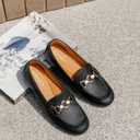 VERDASCO Women's Loafers Comfort Slip-Ons Flat Work Shoes Casual Moccasins Penny Loafers Lady Dress Shoes (Black)