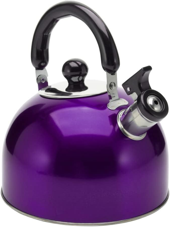 YBM Home Stainless Steel Stovetop Whistling Tea Kettle 3L with Handle, Induction Compatible - Purple