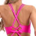 Womens Twist Front V Neck Bikini Top Push Up Padded Swim Top Swimsuit Lace Up Criss Cross Back Bathing Suits Tops (Pink, M)