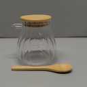 15oz Sugar Container with Bamboo Lid and Spoon,Sugar Bowl Glass Jar for Coffee Bar Accessories Coffee Canister Kitchen Decor (Medium)