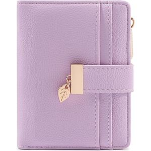 Pomelo Best Wallet Women Bifold Leather Wallets for Women Credit Card Holder with ID Window Zipper Coin Pocket Light Purple