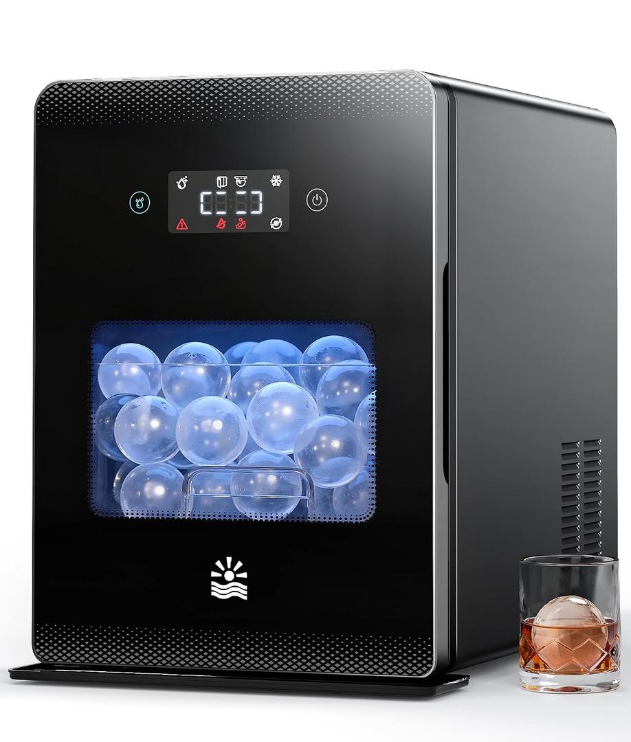 2" Ice Ball Maker - 4 Ice Spheres in 35min, 144pcs/Day, Sphere Ice Maker with Automatic Water Fill, LED Quiet Panel, Self-Cleaning Clear Ice Maker for Cocktails Whiskey Bourborn, Bar, Home